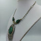 Vintage Statement Kette mit großem grünen Stein  Ethno Anhänger