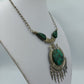 Vintage Statement Kette mit großem grünen Stein  Ethno Anhänger