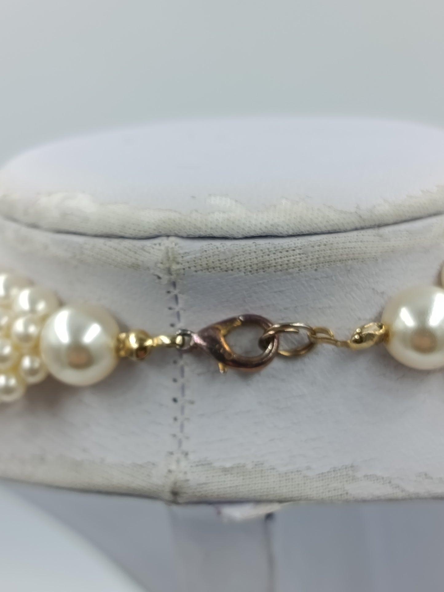 Wunderschöne Statement Perlenkette Mehrreihig Creme Vintage Collier
