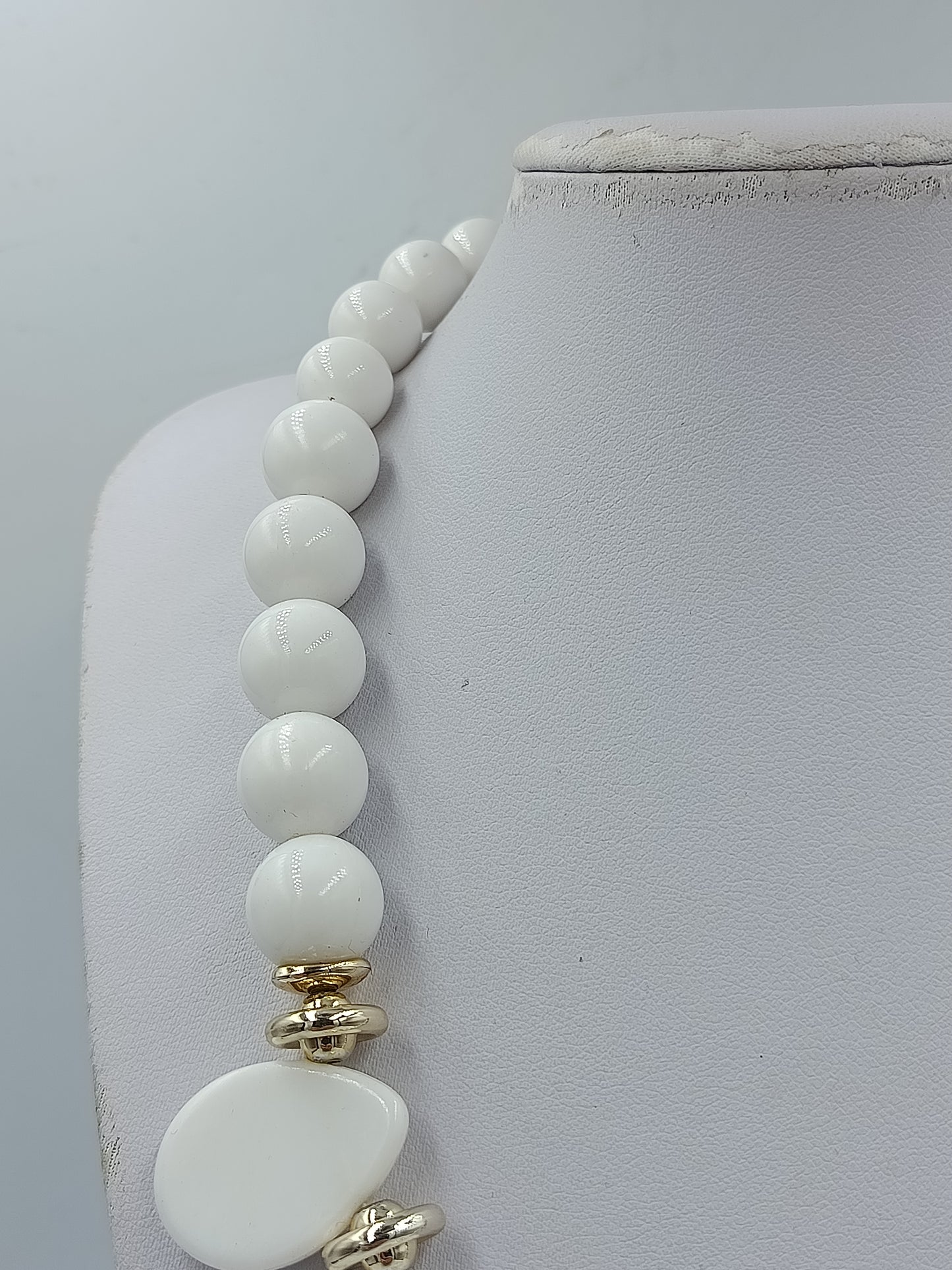 Statement Kette Weiß Gold  große Perlen  Tropfen Design