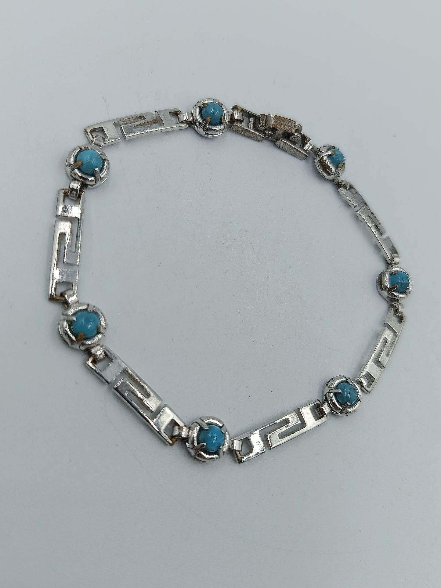 Silberfarbenes Armband mit türkisfarbenen Steinen  Vintage Stil