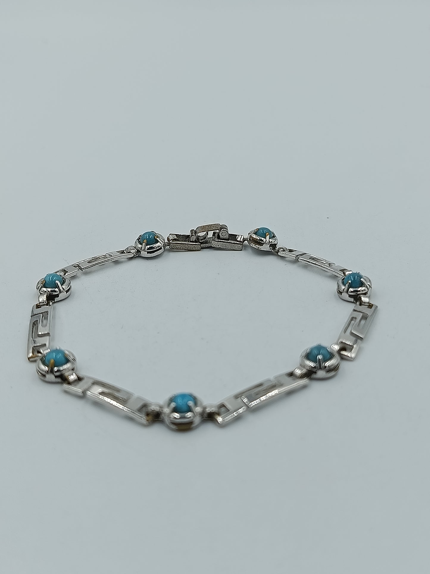 Silberfarbenes Armband mit türkisfarbenen Steinen  Vintage Stil