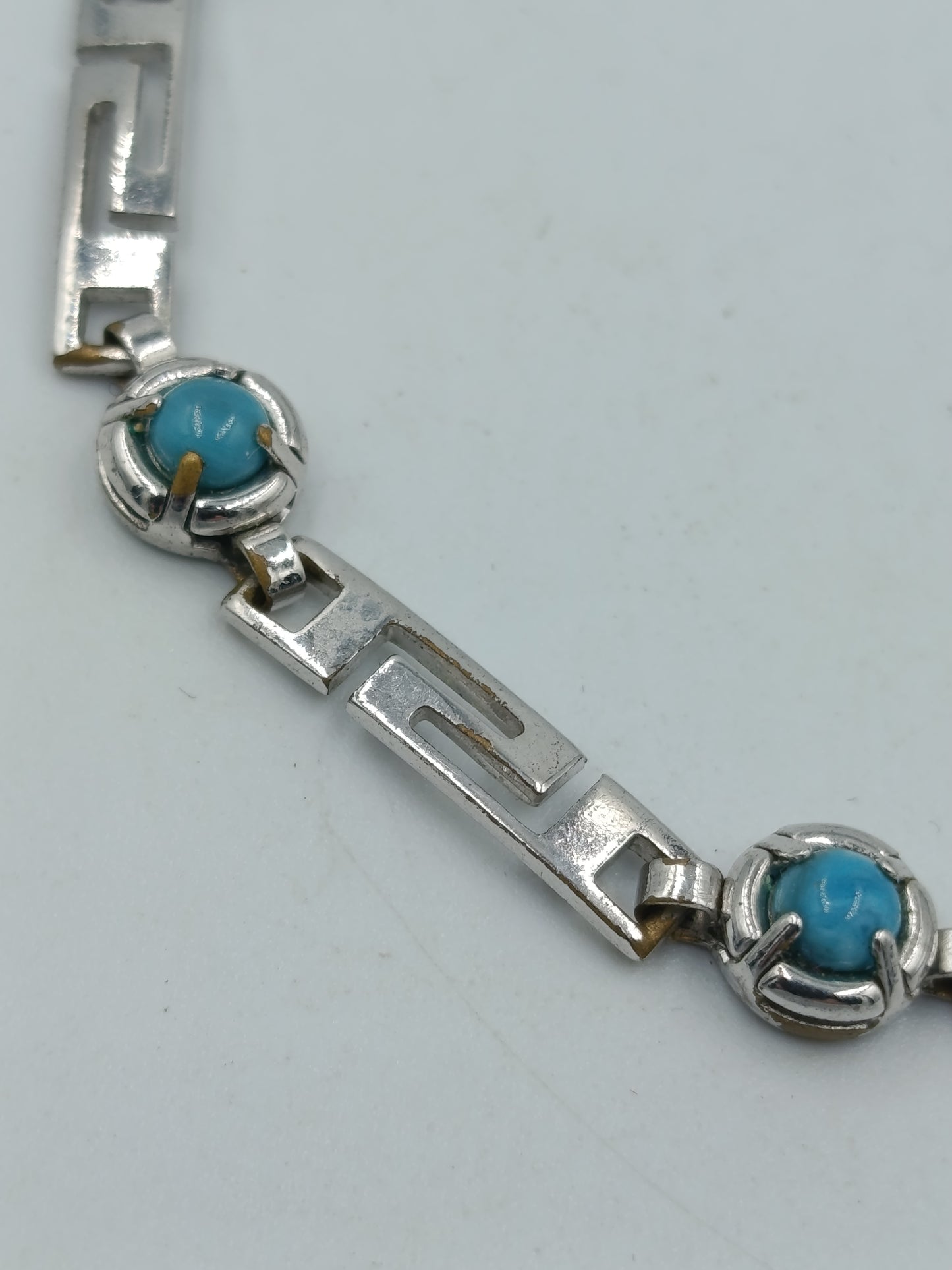 Silberfarbenes Armband mit türkisfarbenen Steinen  Vintage Stil