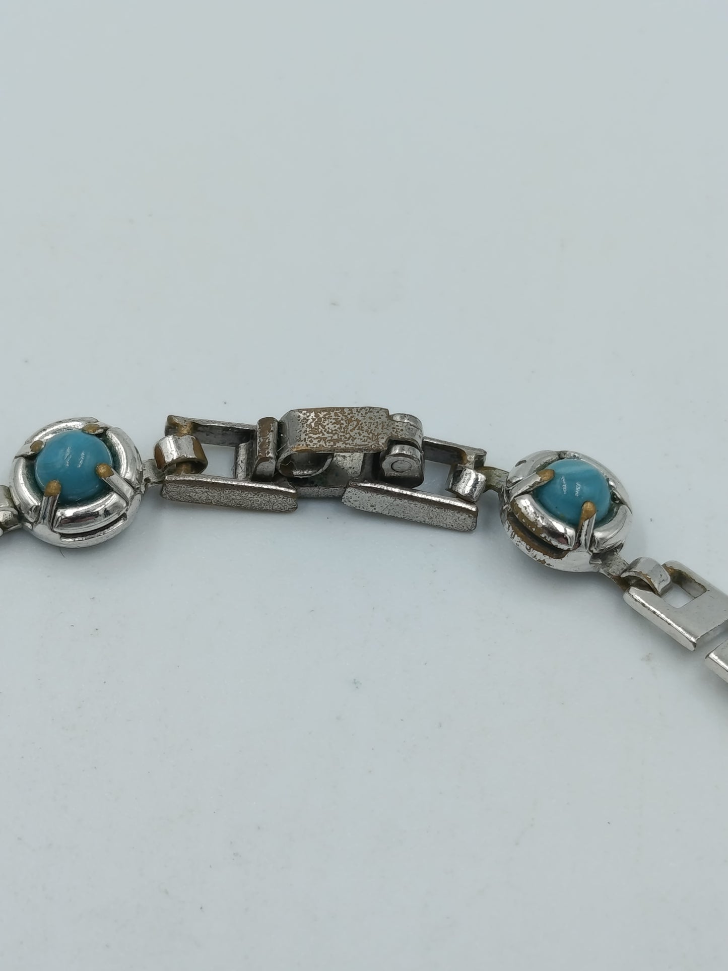 Silberfarbenes Armband mit türkisfarbenen Steinen  Vintage Stil