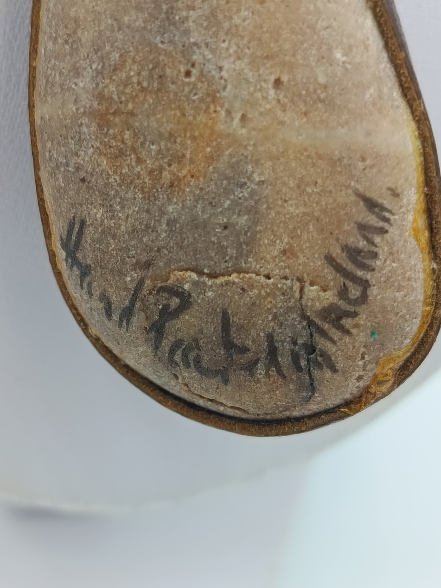 Boho Lederkette mit handbemaltem Anhänger  Unikat im Ethno-Stil