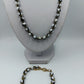 Vintage Schmuckset Murano Glas Halskette und Armband Schwarz Weiß Floral