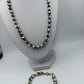 Vintage Schmuckset Murano Glas Halskette und Armband Schwarz Weiß Floral