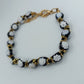 Vintage Schmuckset Murano Glas Halskette und Armband Schwarz Weiß Floral