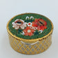 Vintage Pillendose  Schmuckdose mit Millefiori Glas rund  3,2 cm