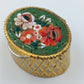 Vintage Pillendose  Schmuckdose mit Millefiori Glas rund  3,2 cm