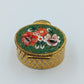 Vintage Pillendose  Schmuckdose mit Millefiori Glas rund  3,2 cm