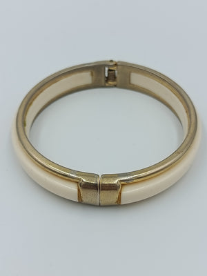 Eleganter Vintage Armreif klappbar creme Gold