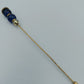 Elegante Vintage Hutnadel Broschennadel gold blau 14 cm