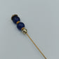 Elegante Vintage Hutnadel Broschennadel gold blau 14 cm