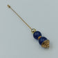 Elegante Vintage Hutnadel Broschennadel gold blau 14 cm