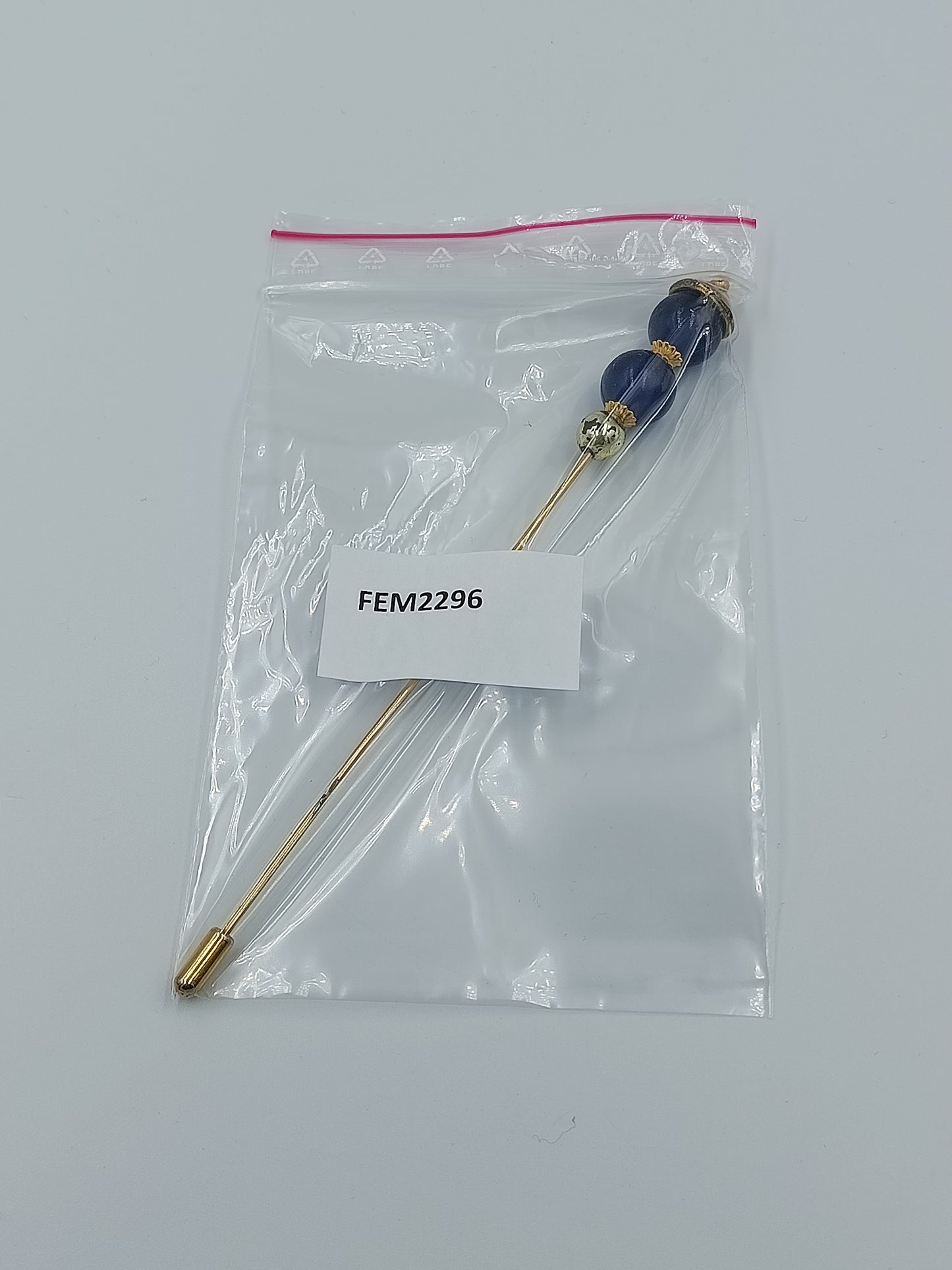 Elegante Vintage Hutnadel Broschennadel gold blau 14 cm