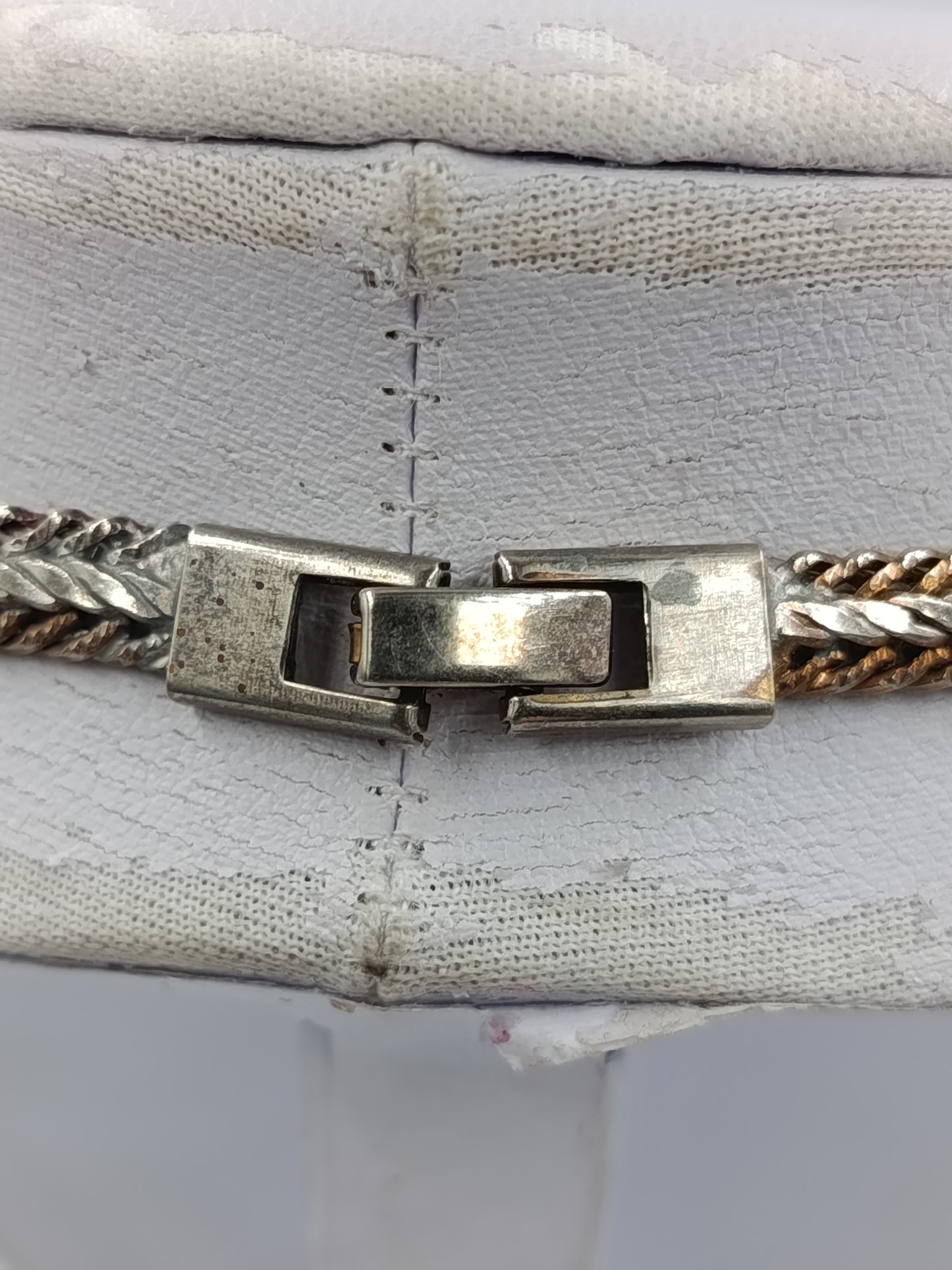 Vintage Collier geflochtene Kette mit Strass Anhänger goldfarben