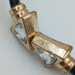 Vintage Armreif schwarz gold mit Strass geometrisch 6,5 cm