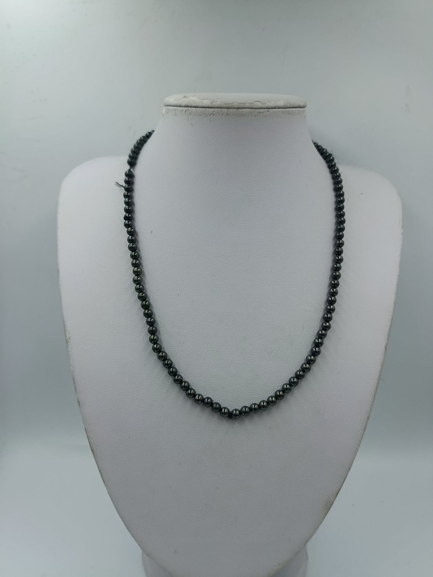 Vintage Perlenkette dunkelgrau Hämatit Look 44 cm