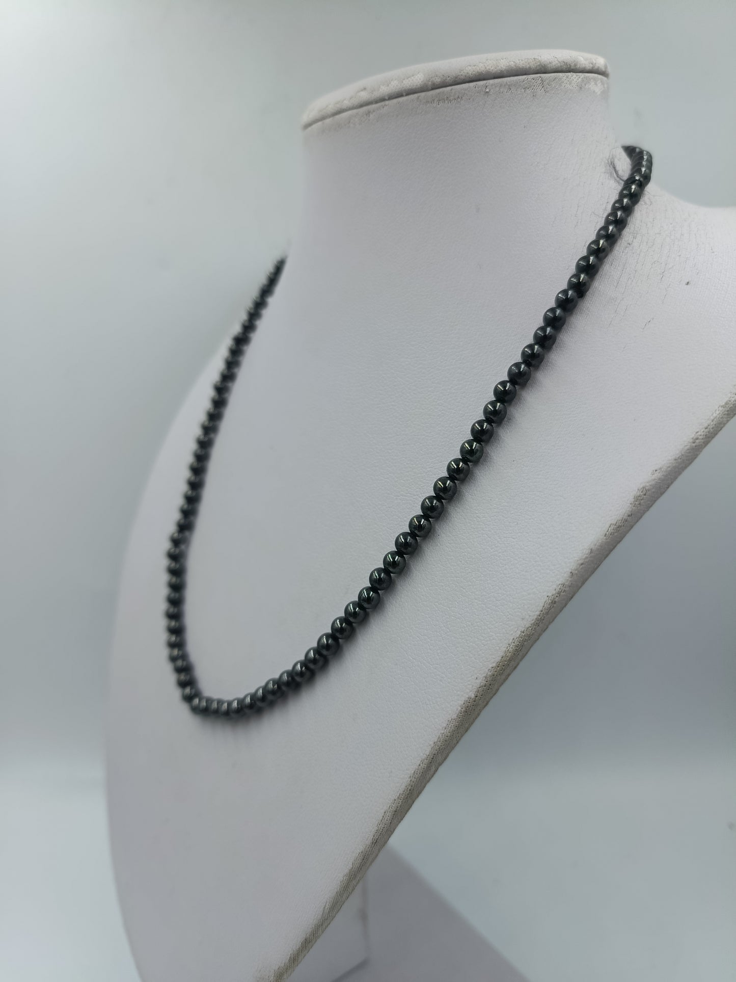 Vintage Perlenkette dunkelgrau Hämatit Look 44 cm