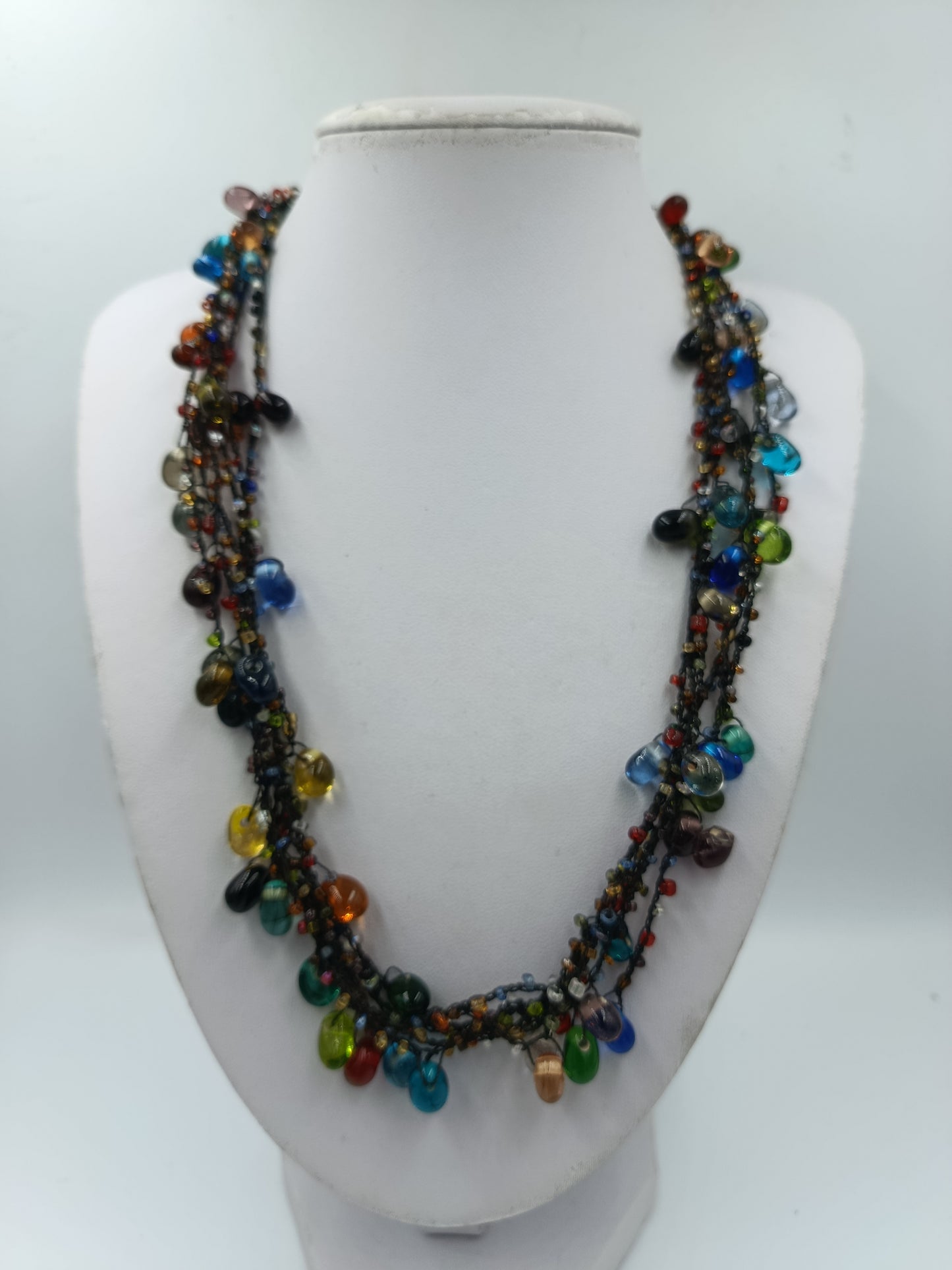 Bunte Glasperlen Statement Kette Multistrang 51,5 cm