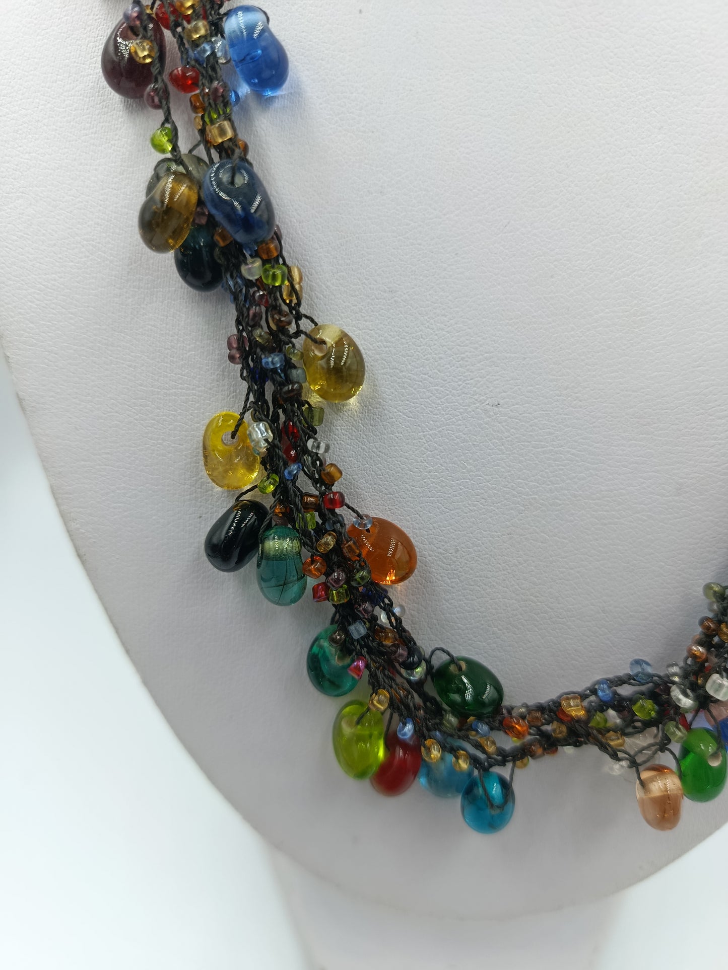 Bunte Glasperlen Statement Kette Multistrang 51,5 cm