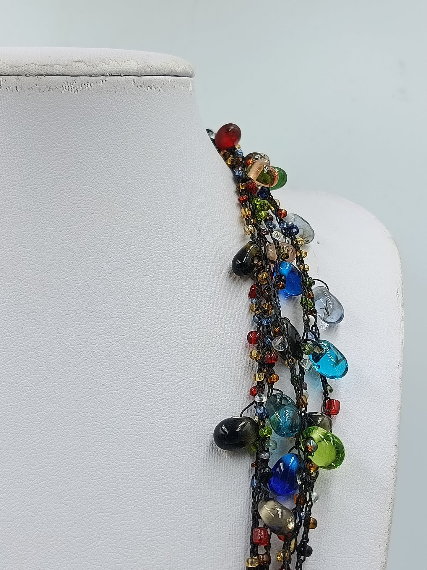 Bunte Glasperlen Statement Kette Multistrang 51,5 cm