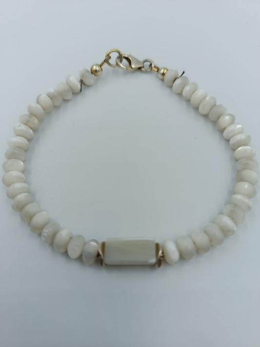 Vintage Armband weiße Perlen 925 Silber Verschluss