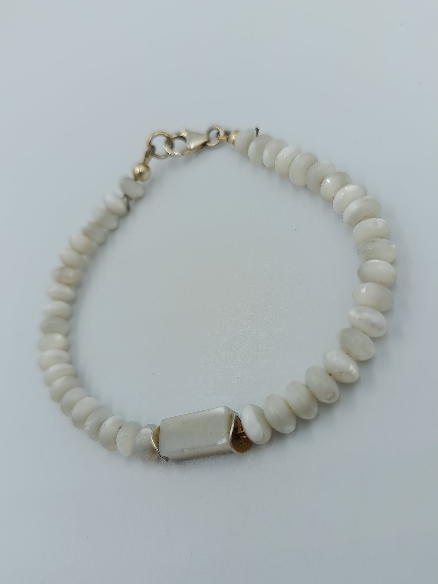 Vintage Armband weiße Perlen 925 Silber Verschluss