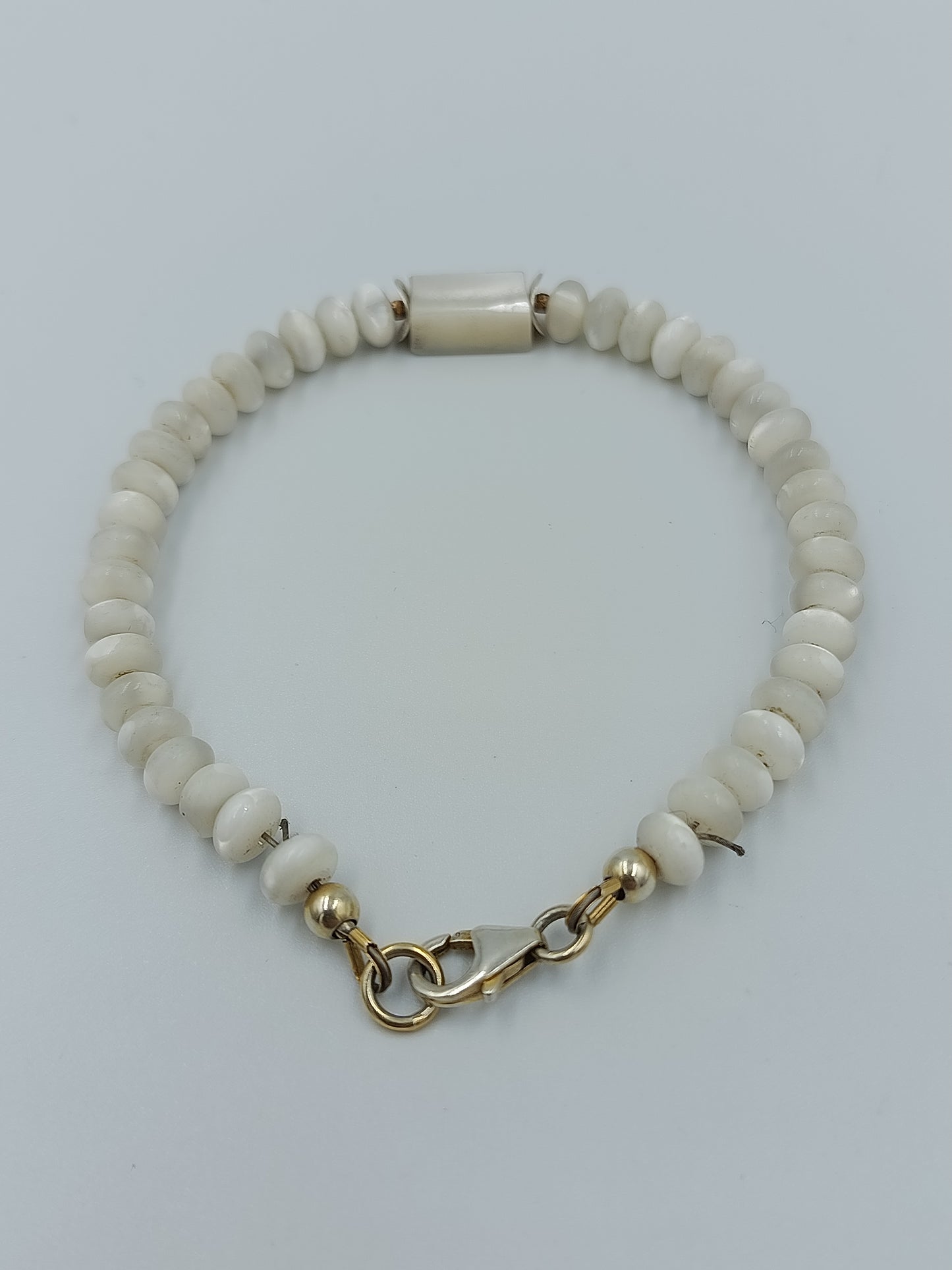 Vintage Armband weiße Perlen 925 Silber Verschluss