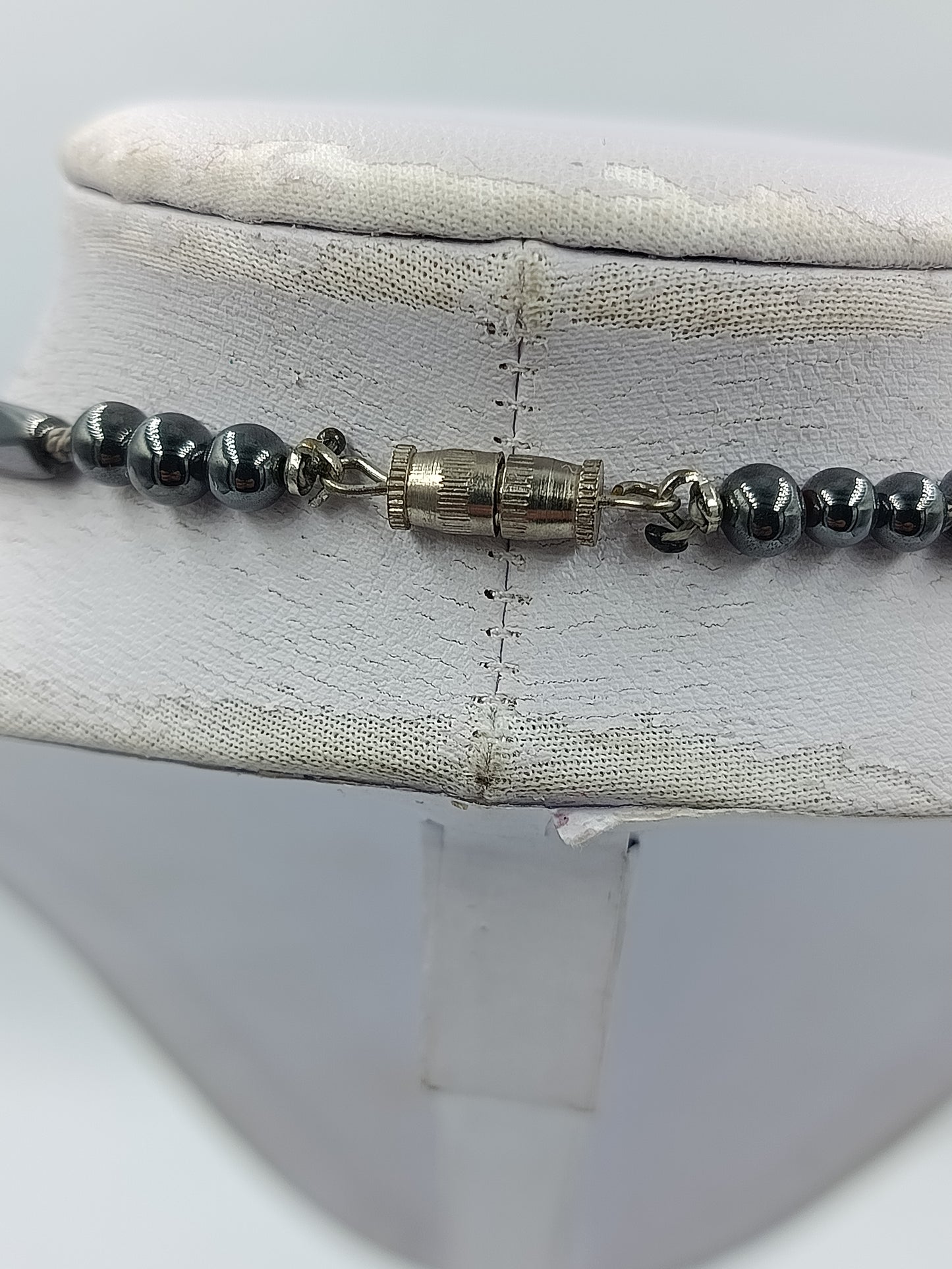 Vintage Hämatit Kette grau metallic Perlen