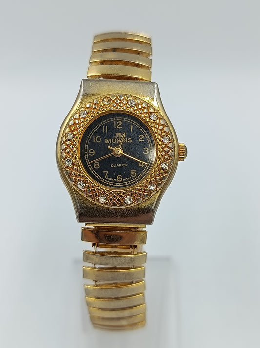 JB MOBIUS Damenarmbanduhr Goldfarben Strass Elastisch Vintage