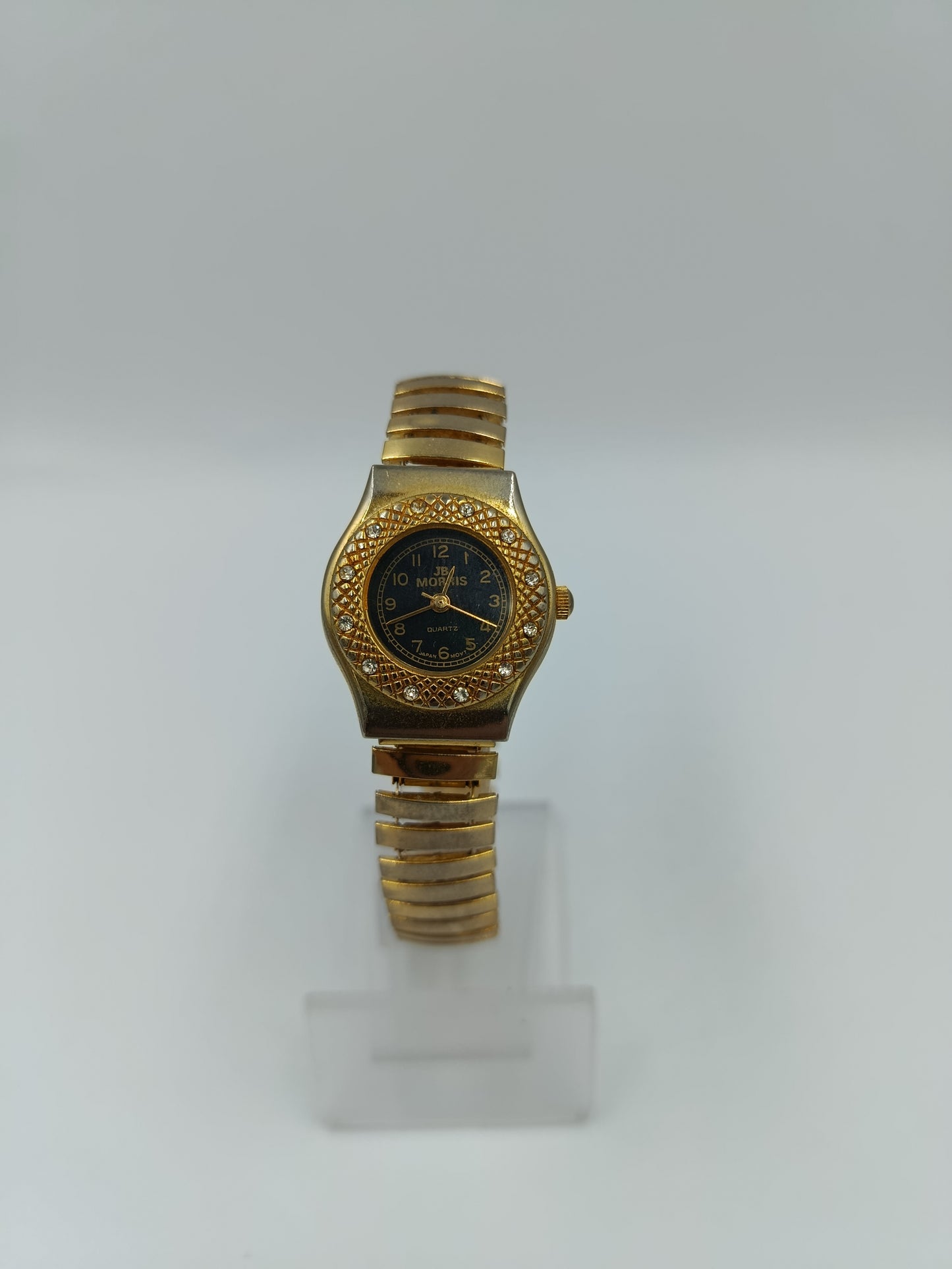 JB MOBIUS Damenarmbanduhr Goldfarben Strass Elastisch Vintage