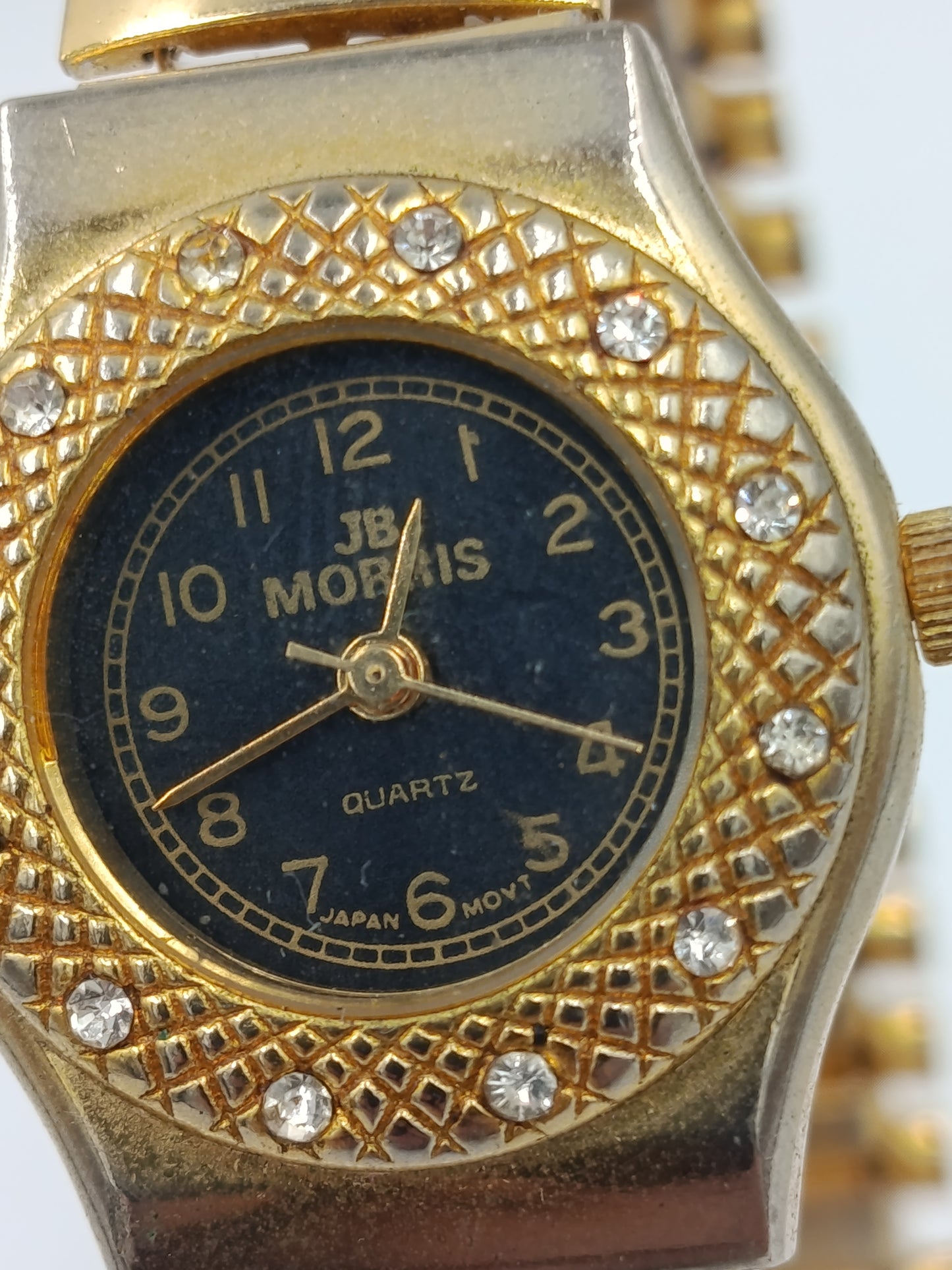 JB MOBIUS Damenarmbanduhr Goldfarben Strass Elastisch Vintage