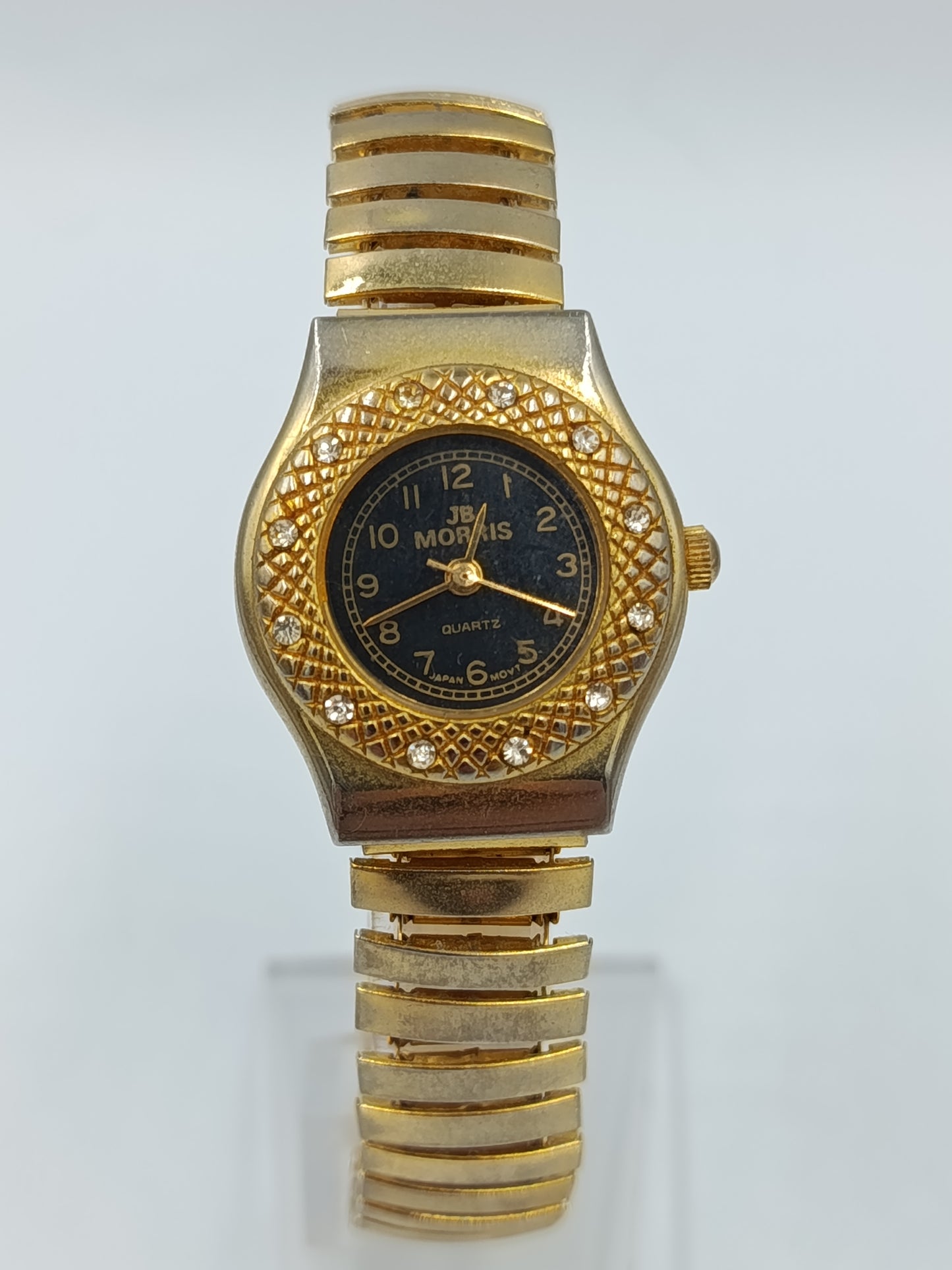 JB MOBIUS Damenarmbanduhr Goldfarben Strass Elastisch Vintage