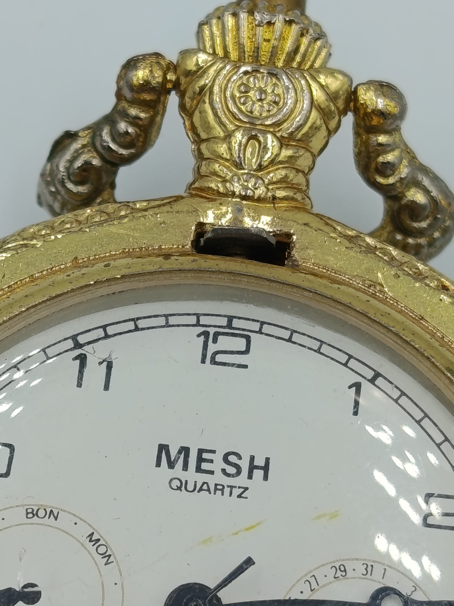 MESH Taschenuhr Goldfarben Quartz Savonette Vintage 7cm