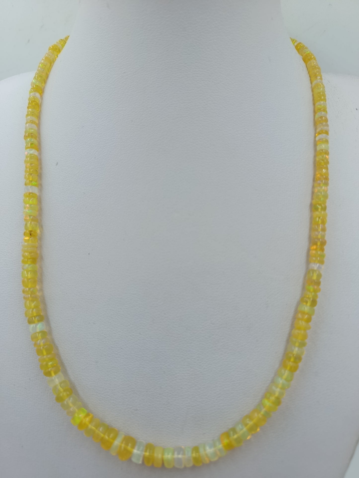 Opal Kette Gelb 925 Silber Verschluss 50cm Edelstein Collier
