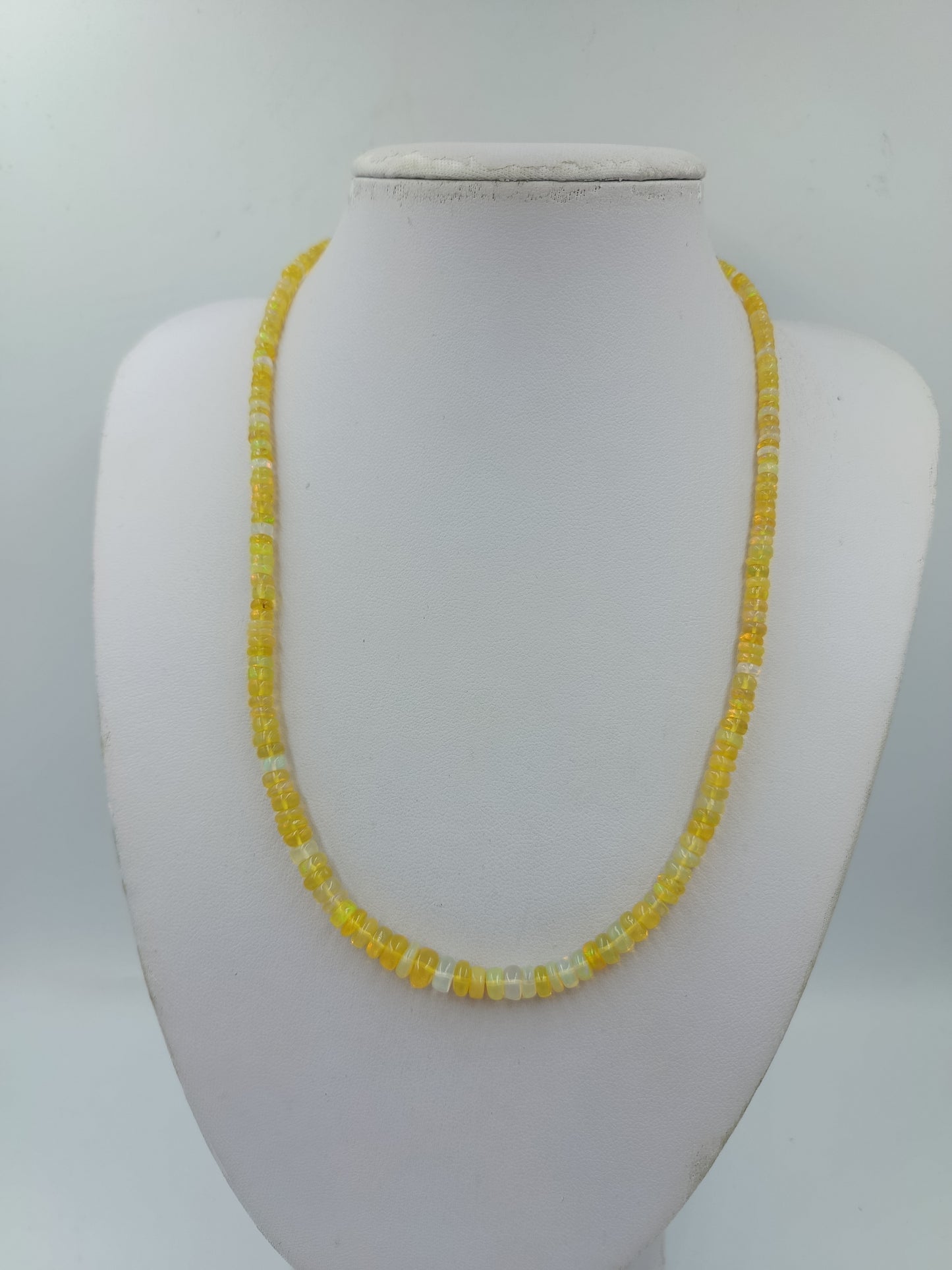 Opal Kette Gelb 925 Silber Verschluss 50cm Edelstein Collier