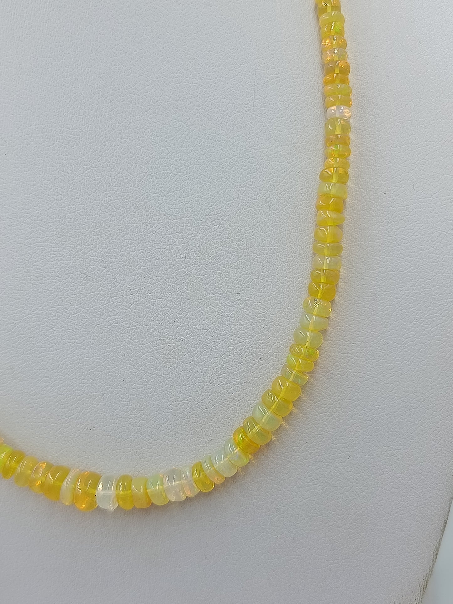Opal Kette Gelb 925 Silber Verschluss 50cm Edelstein Collier