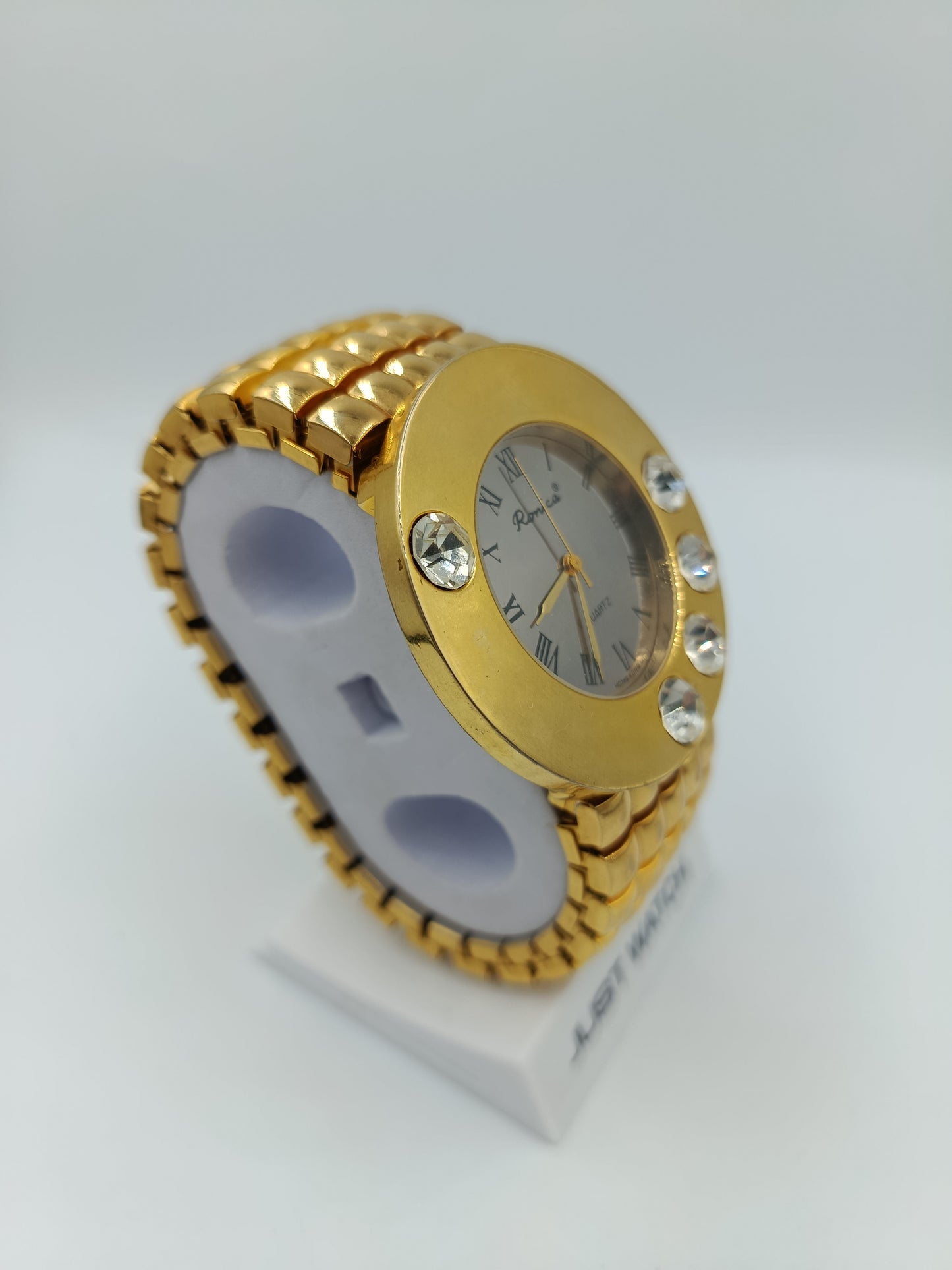 Romica Damenarmbanduhr Goldfarben Strass Elastisch Vintage Quartz