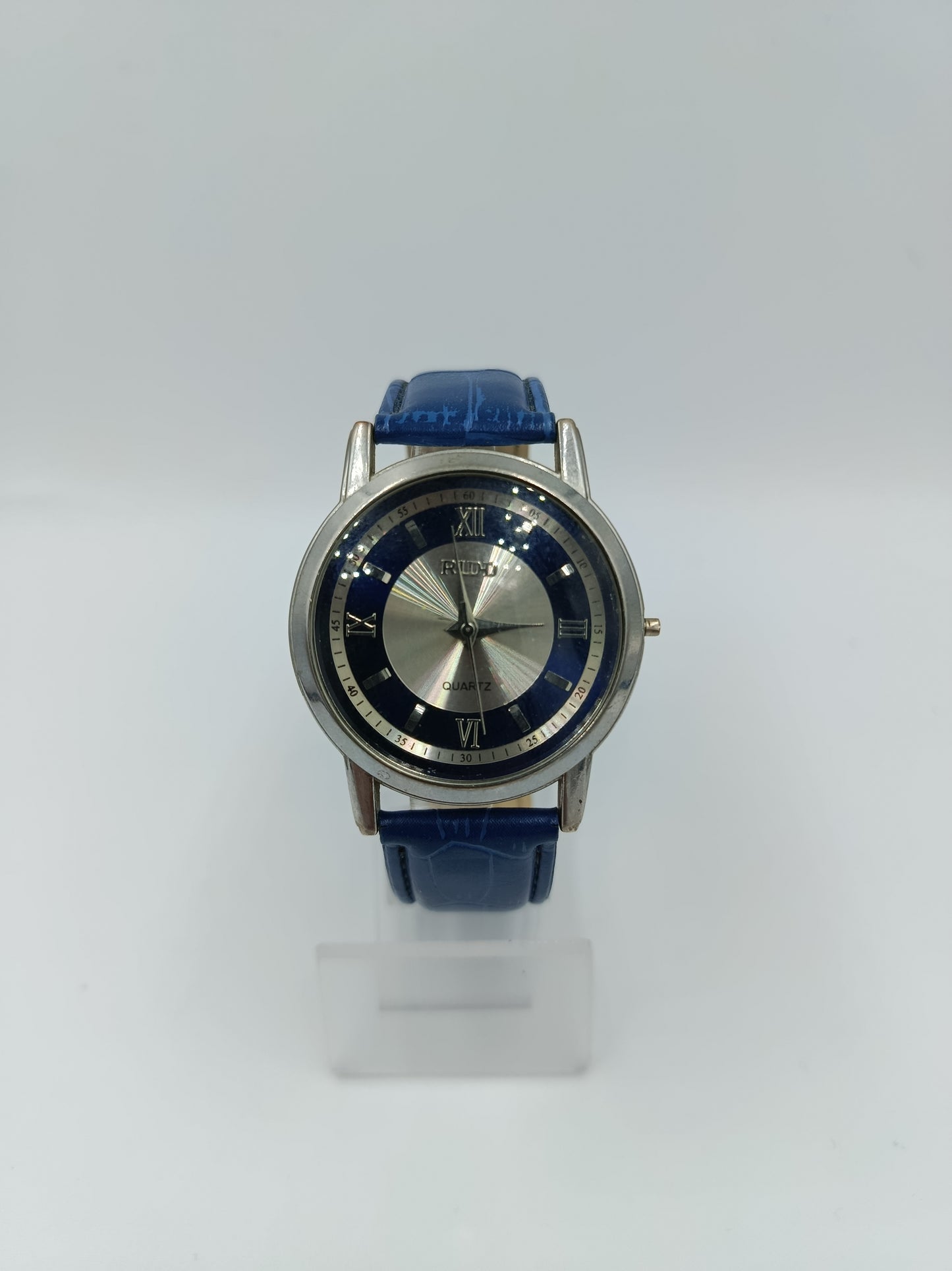 RUDY Damenarmbanduhr Blau Silber Quartz Klassisch Lederarmband