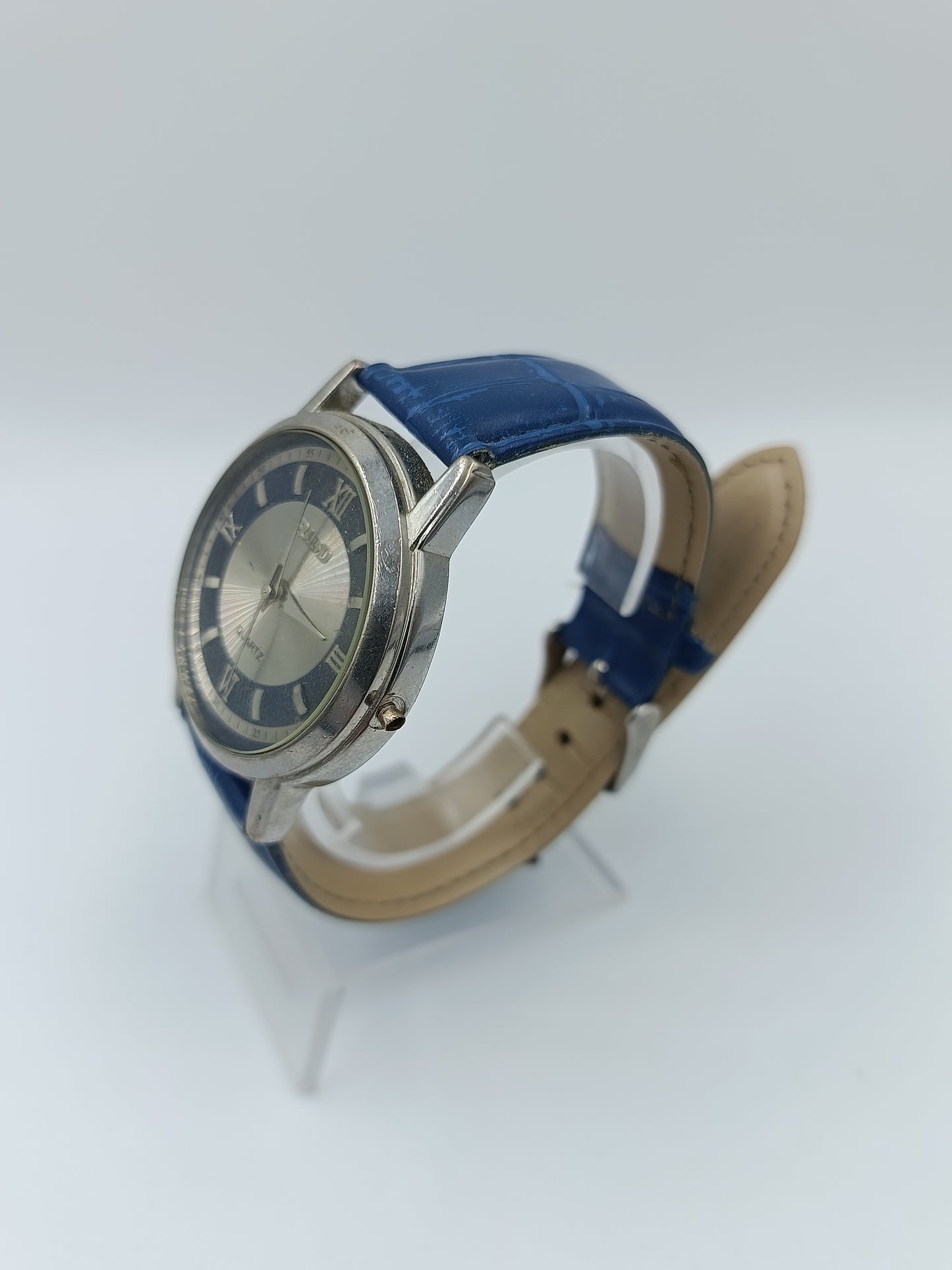 RUDY Damenarmbanduhr Blau Silber Quartz Klassisch Lederarmband