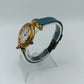 Juta Damen Uhr Goldfarben Blaues Lederarmband Vintage Quarz