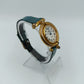 Juta Damen Uhr Goldfarben Blaues Lederarmband Vintage Quarz