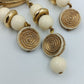 Vintage Brosche Anhänger Goldfarben Perlenoptik Spiral Design