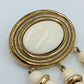 Vintage Brosche Anhänger Goldfarben Perlenoptik Spiral Design