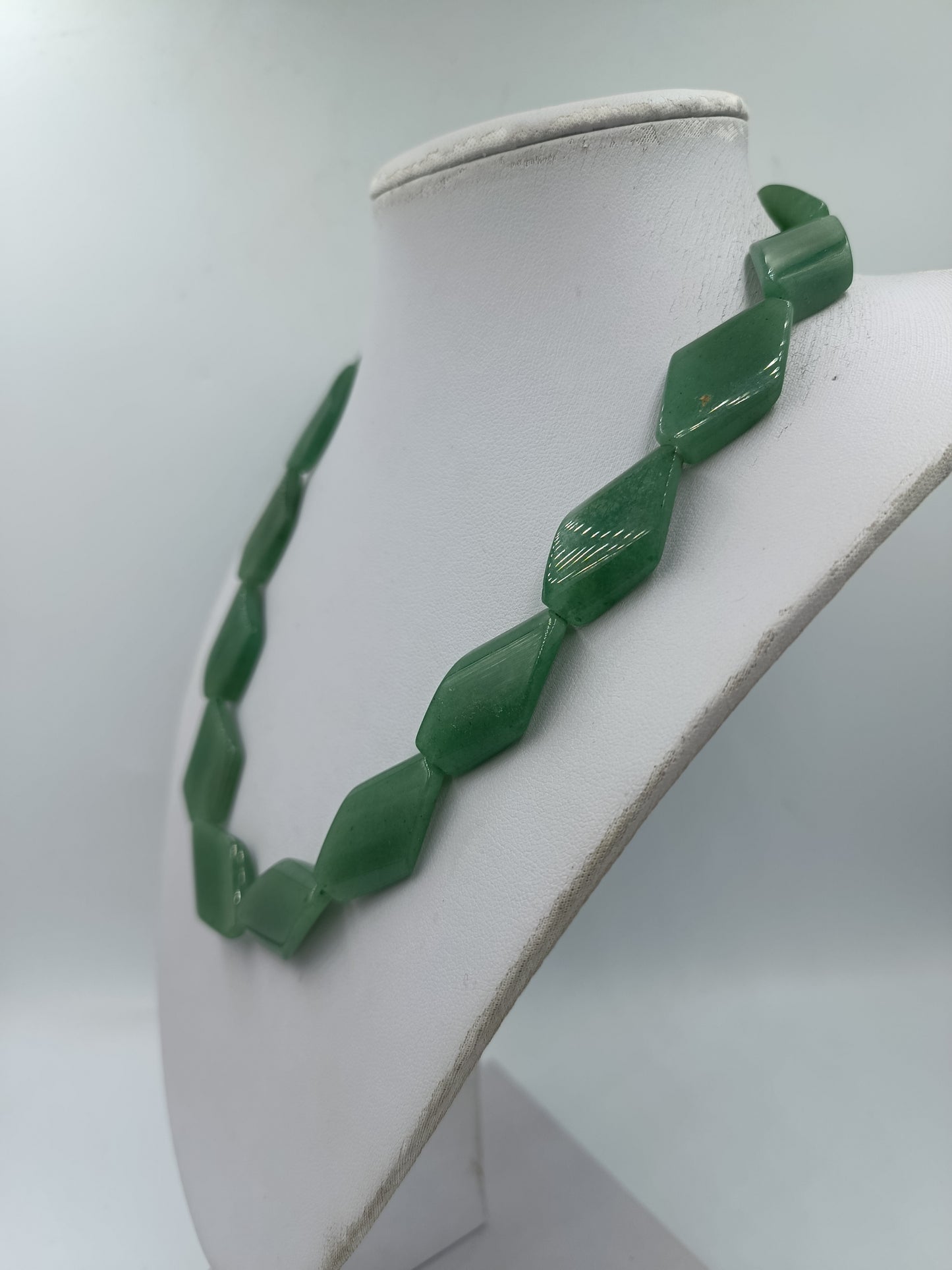 Vintage Jade Kette Grün Facettierte Steine Statement Halskette 53 cm