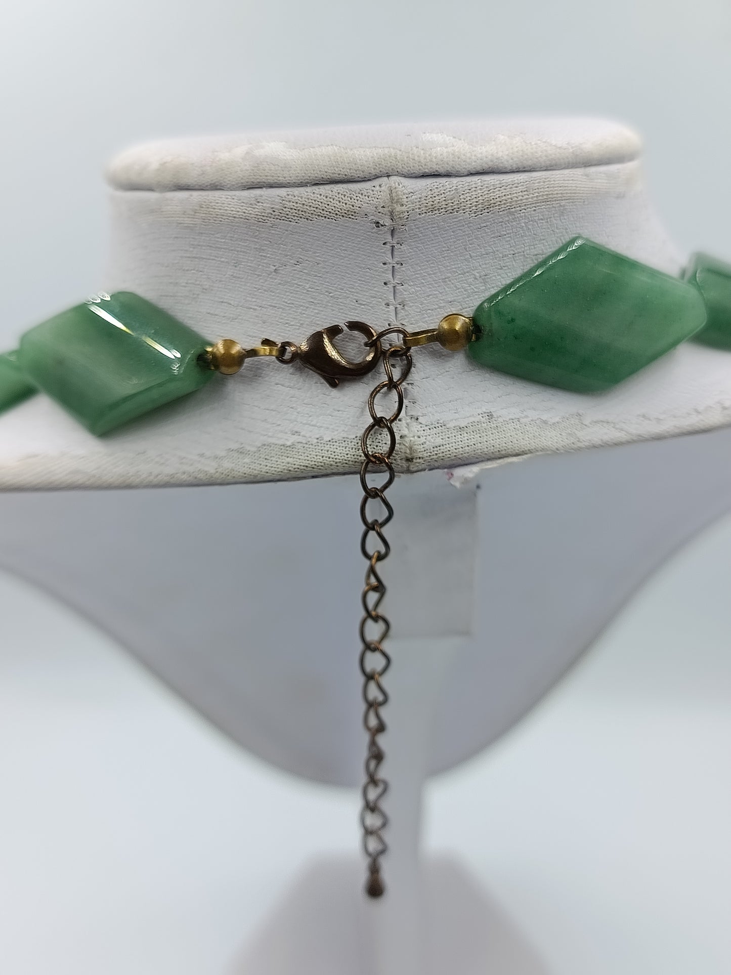 Vintage Jade Kette Grün Facettierte Steine Statement Halskette 53 cm