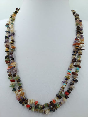 Bunte Edelstein Splitterkette doppelt multicolor 91 cm