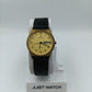 Junghans Quartz Armbanduhr Gold Damen Lederarmband Vintage Day-Date